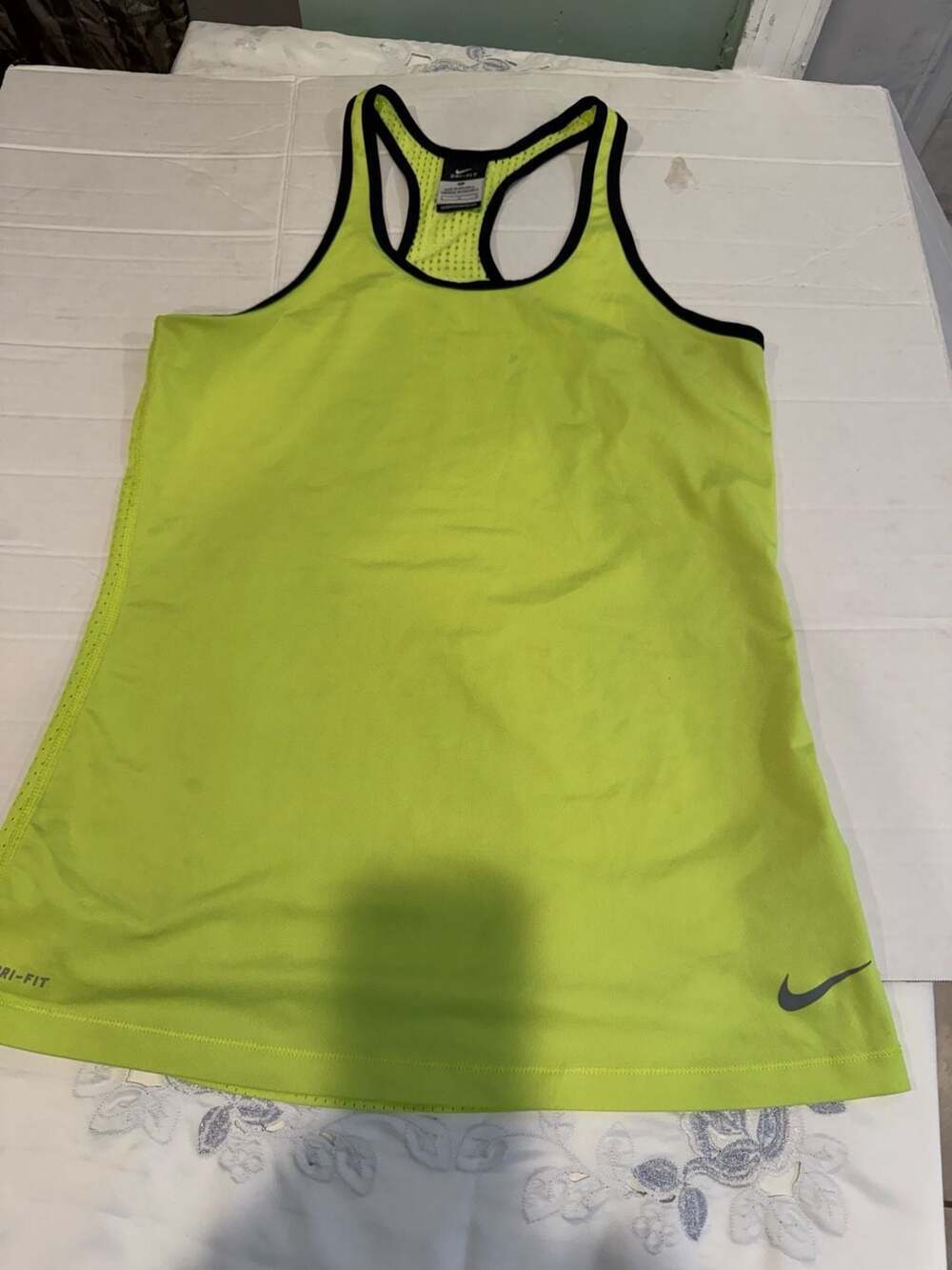 Nike Women's Dri-FIT Neon Yellow Racerback Performance Training Tank Top